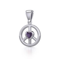 Peace Pendant with Amethyst Heart