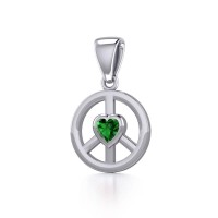 Peace Pendant with Emerald Heart
