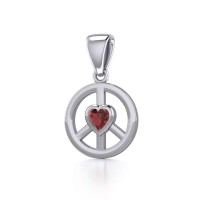 Peace Pendant with Garnet Heart