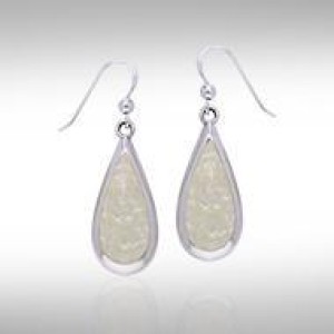 Pear Cabochon Mother of Pearl Gem Silver Earrings