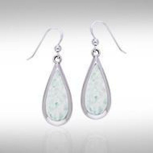 Pear Cabochon Opal Gem Silver Earrings