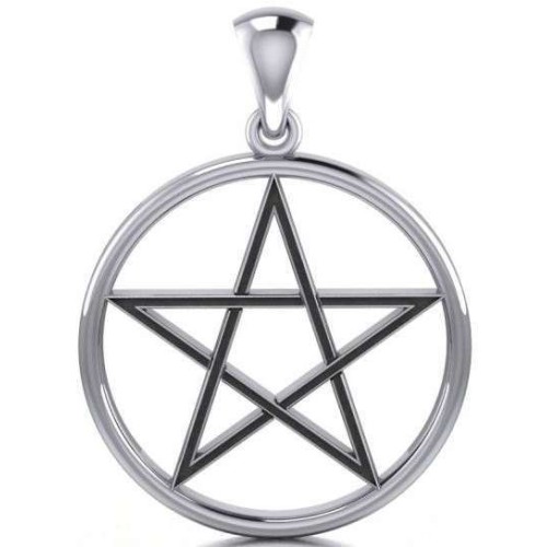 Black Pentagram Sterling Silver Pendant