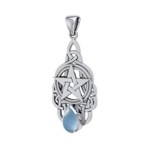 Pentacle Knot Pendant with Blue Topaz Gemstone