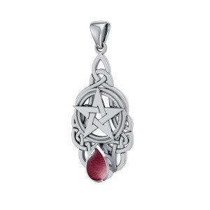 Pentacle Knot Pendant with Garnet Gemstone