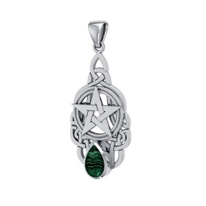 Pentacle Knot Pendant with Malachite Gemstone