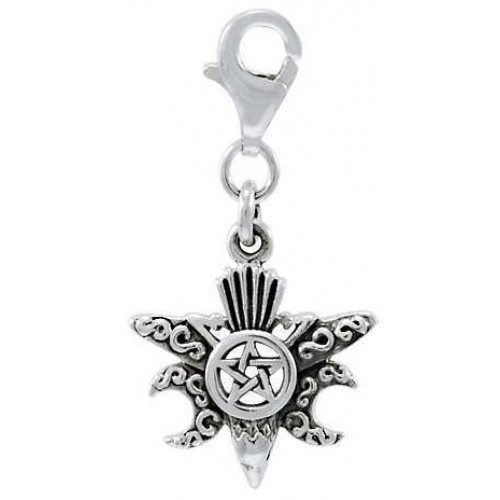 Raven Pentacle Moon Mystical Clip On Charm