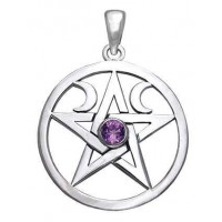 Pentacle Sterling Silver Amethyst Gemstone Pendant