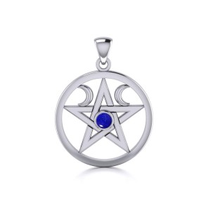 Pentacle Sterling Silver Lapis Gemstone Pendant