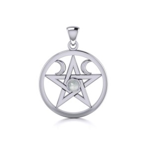 Pentacle Sterling Silver Moonstone Gemstone Pendant