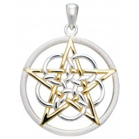 Textured Silver and Gold Pentagram Pendant