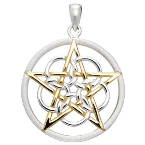 Textured Silver and Gold Pentagram Pendant