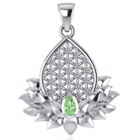 Lotus Flower of Life Peridot Pendant