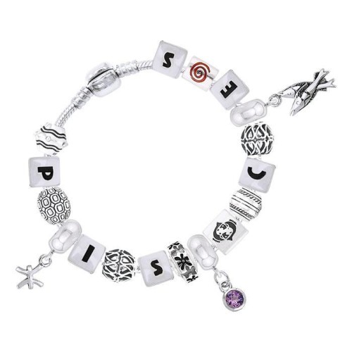 Pisces Astrology Bead Bracelet with Gem