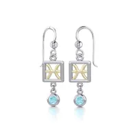 Pisces Zodiac Sign Earrings with Aquamarine