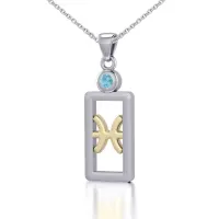 Pisces Pendant with Aquamarine Jewelry Set