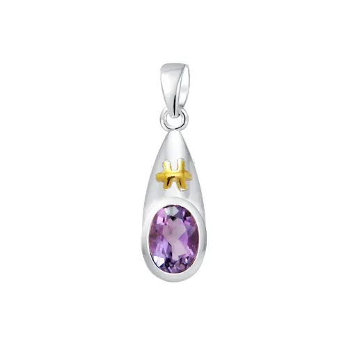 Pisces Zodiac Sign Pendant with Amethyst