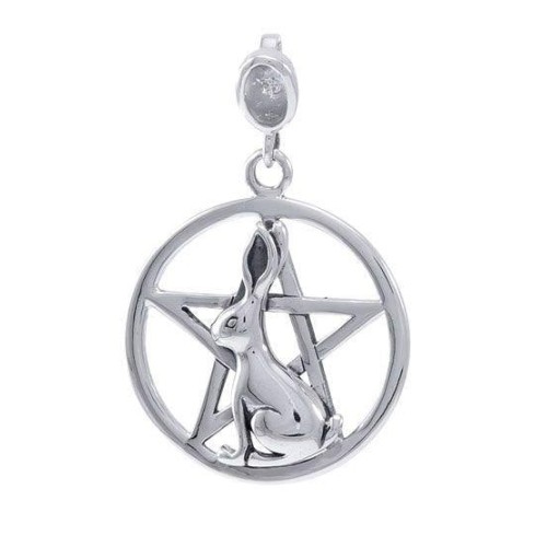 Rabbit Ostara Pentacle Pendant with Gemstone