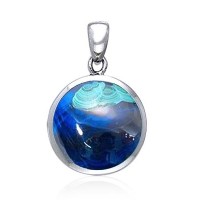 Rainbow Disc Azurite Cabochon Pendant