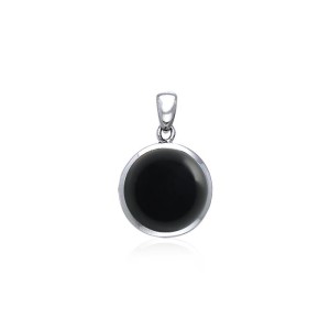 Rainbow Disc Black Onyx Cabochon Pendant