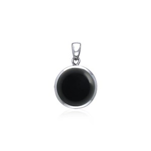 Rainbow Disc Black Onyx Cabochon Pendant