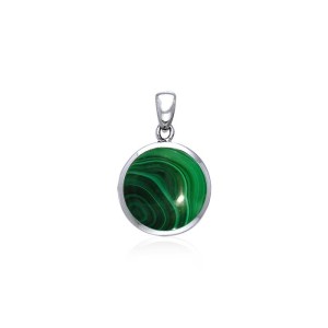 Rainbow Disc Malachite Cabochon Pendant