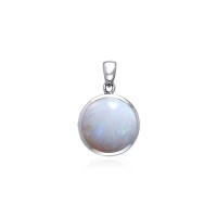 Rainbow Disc Opal Cabochon Pendant