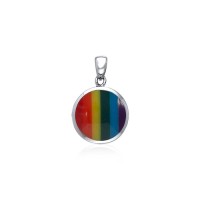 Rainbow Disc Rainbow Cabochon Pendant