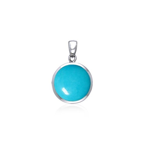 Rainbow Disc Turquoise Cabochon Pendant