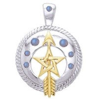 Pentacle Gemstone Sterling and Gold Vermeil Pendant