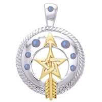 Pentacle Gemstone Sterling and Gold Vermeil Pendant