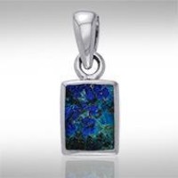 Rectangle Azurite Cabochon Pendant