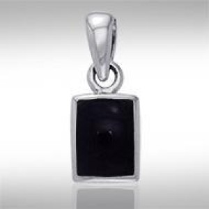 Rectangle Black Cubic Zirconia Cabochon Pendant