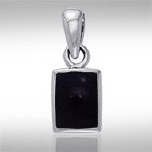 Rectangle Black Onyx Cabochon Pendant