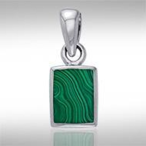 Rectangle Malachite Cabochon Pendant