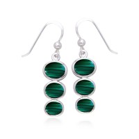 Round Tiered Malachite Cabochon Earrings