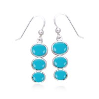 Round Tiered Turquoise Cabochon Earrings