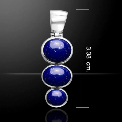 Round Tiered Lapis Cabochon Pendant