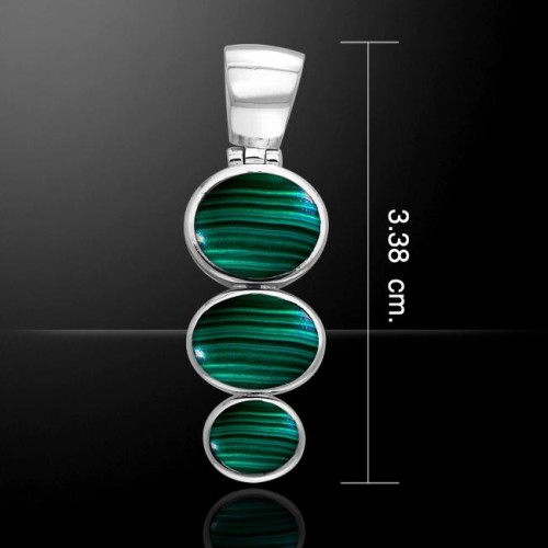 Round Tiered Malachite Cabochon Pendant