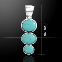 Round Tiered Turquoise Cabochon Pendant