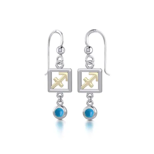 Sagittarius Zodiac Sign Earrings with Turquoise