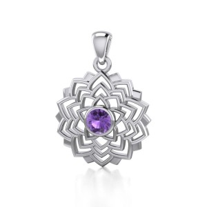 Sahasrara Crown Chakra Silver and Amethyst Pendant