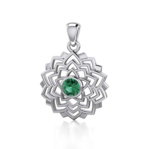 Sahasrara Crown Chakra Silver and Emerald Pendant