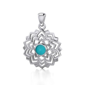 Sahasrara Crown Chakra Silver and Turquoise Pendant