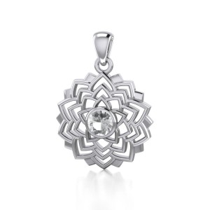 Sahasrara Crown Chakra Silver and White Cubic Zirconia Pendant