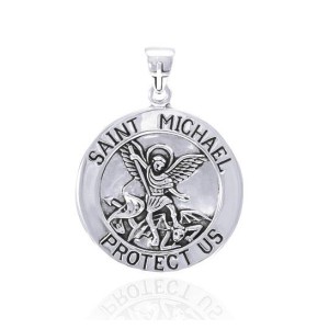 Saint Michael Large Silver Pendant