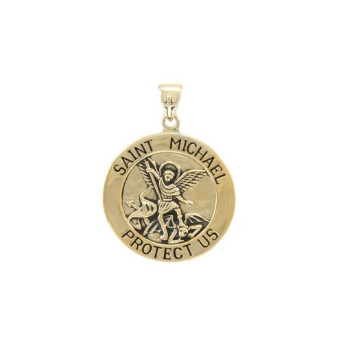 Saint Michael Solid Gold Medium Pendant