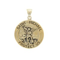 Saint Michael Solid Gold Small Pendant