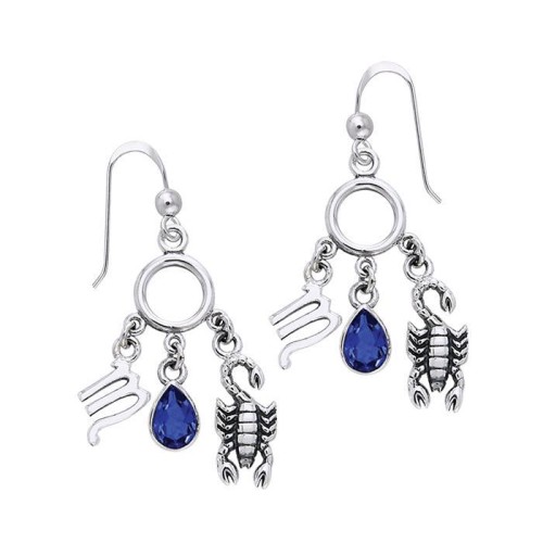 Scorpio Astrology Earrings with Gems