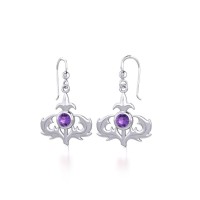 Scottish Thistle Earrings with Amethyst