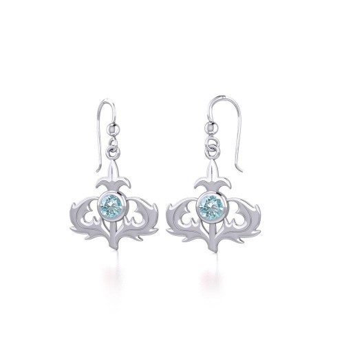 Scottish Thistle Earrings with Blue Topaz
